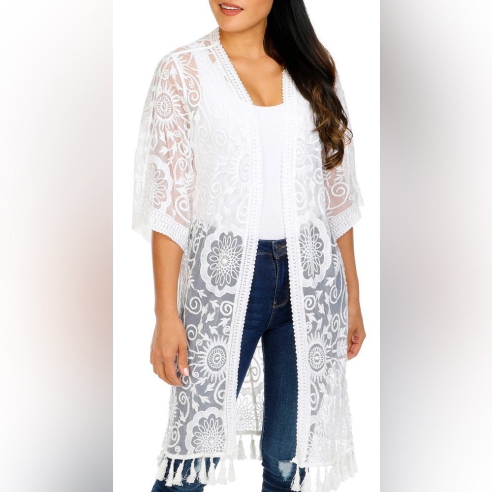 White Lace Kimono - Picture 1 of 9